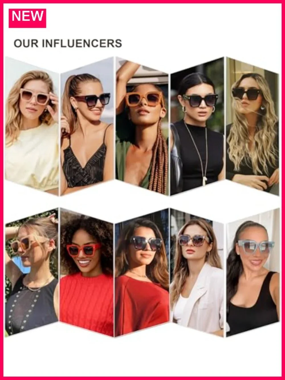 Oversized Square Sunglasses UV400 Protection
